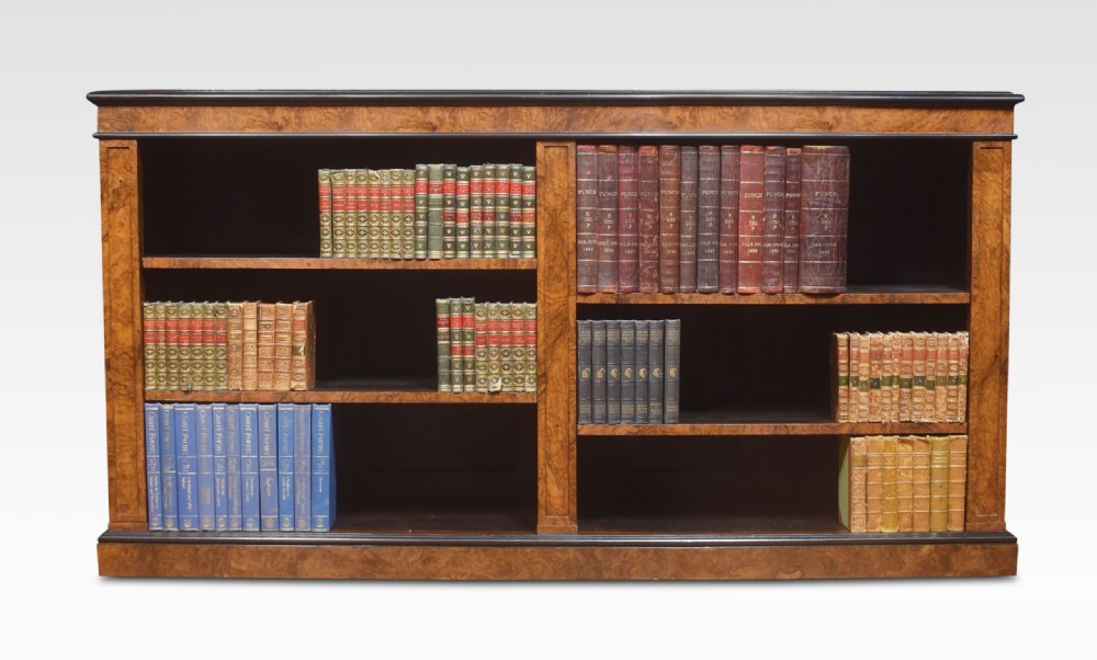 Pair Of Large Figured Walnut Dwarf Open Bookcases View VIII