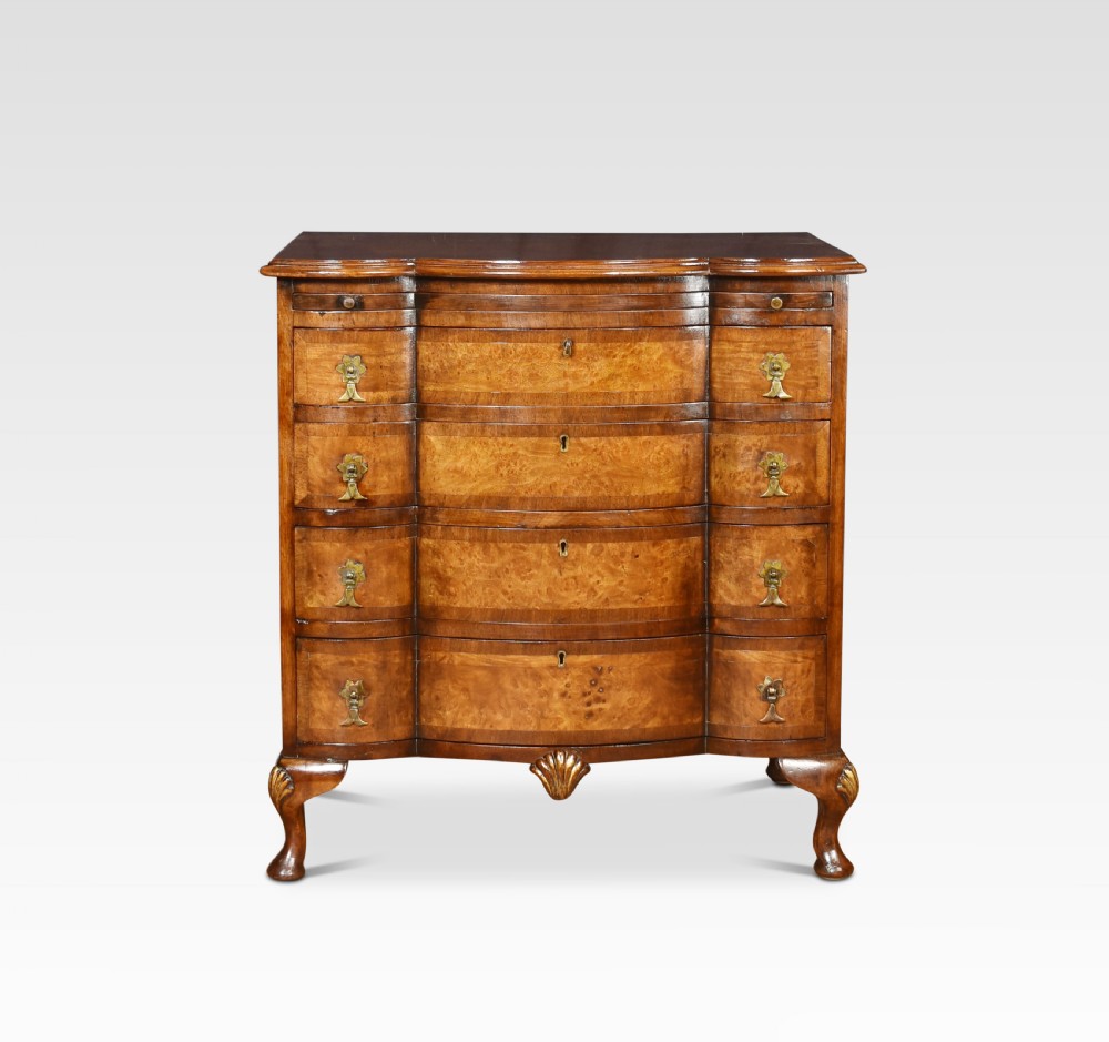 Figured walnut chest of drawers