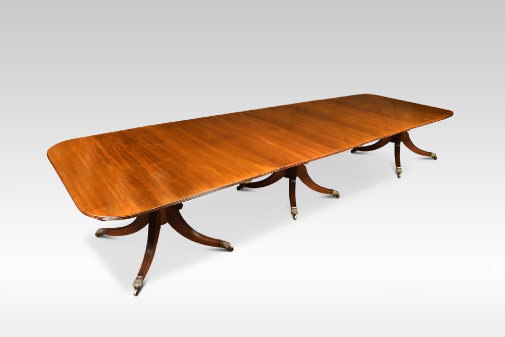 Regency mahogany triple pillar dining table View III