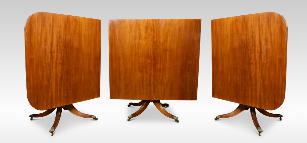 Regency mahogany triple pillar dining table View VI