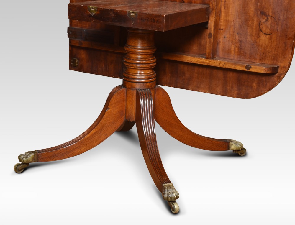 Regency mahogany triple pillar dining table View XIII