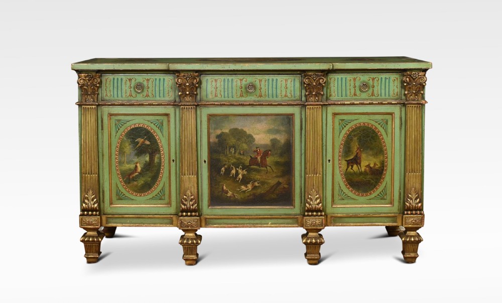 Painted and gilded breakfront sideboard
