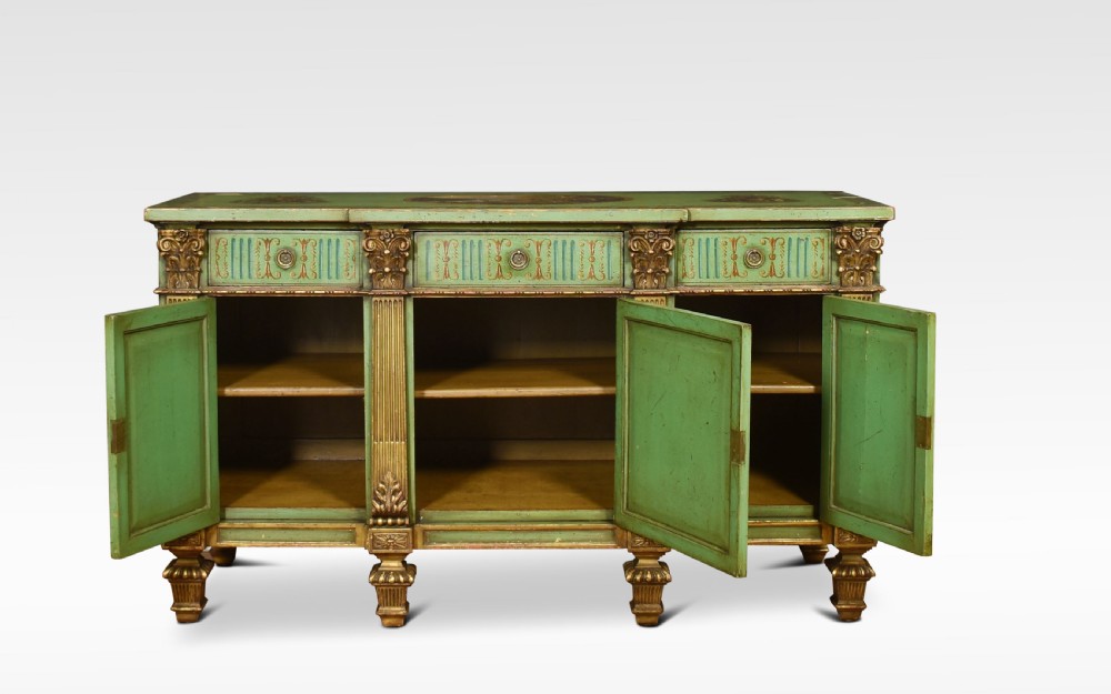 Painted and gilded breakfront sideboard View II