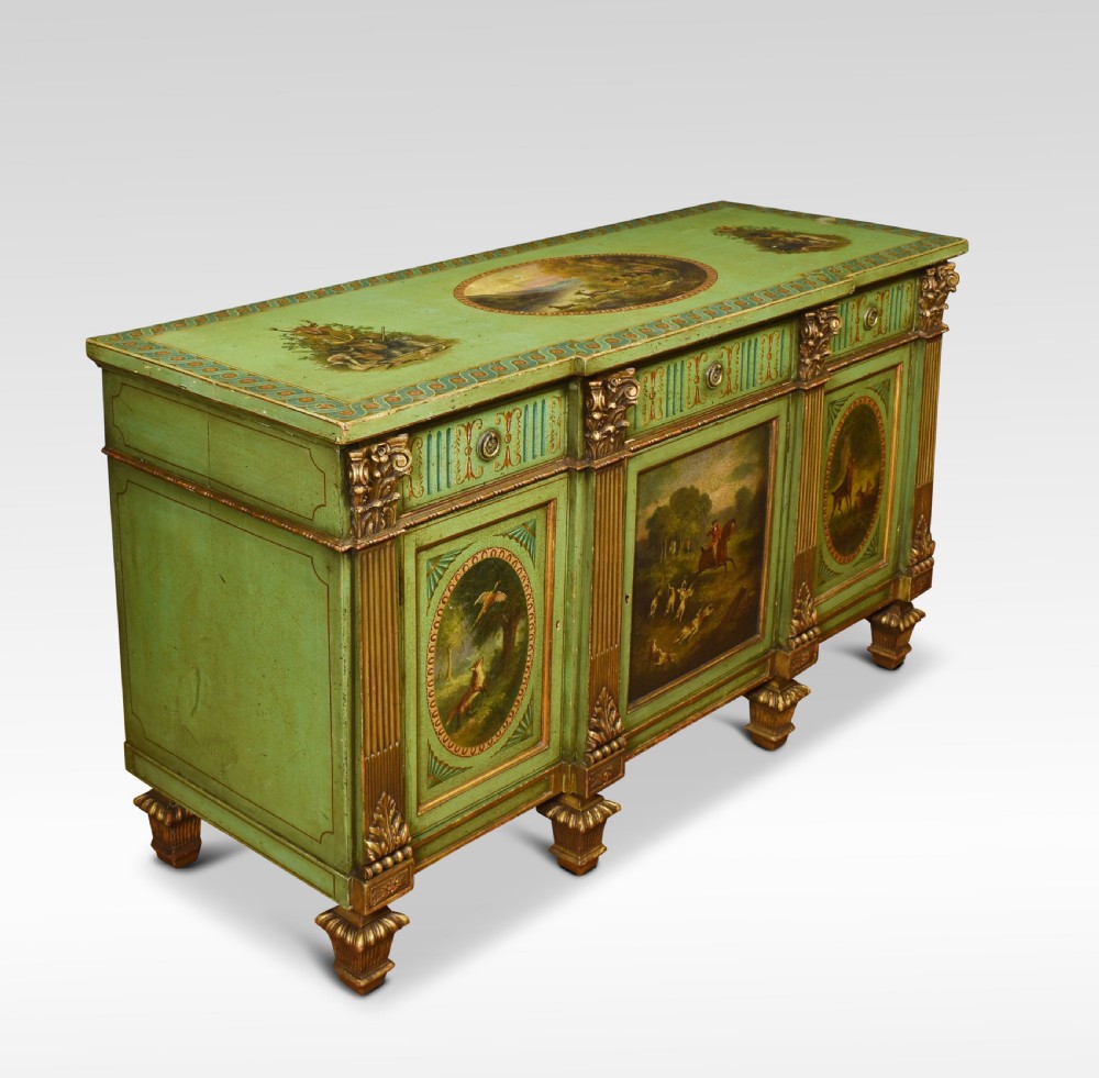 Painted and gilded breakfront sideboard View III