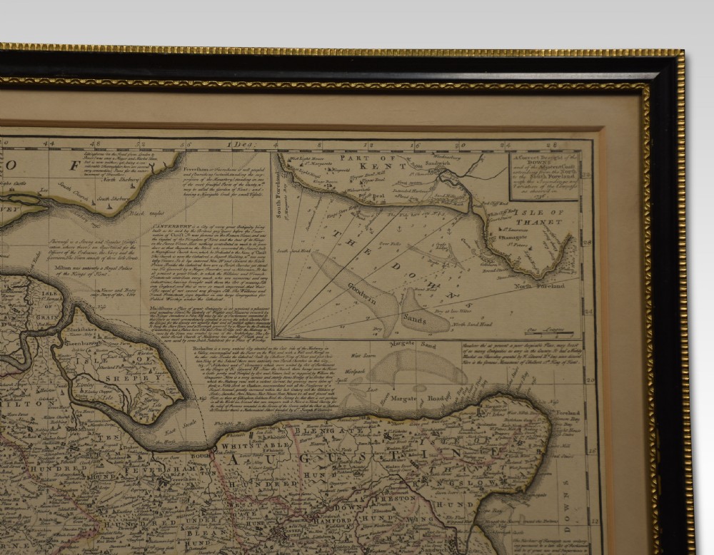 An 18th-century antique engraved map featuring hand-coloured regional boundaries set within a dark moulded frame. View IV