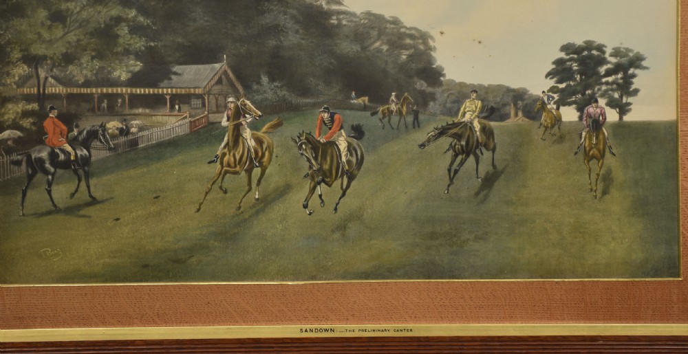 Set of four hand painted racing lithographs View III