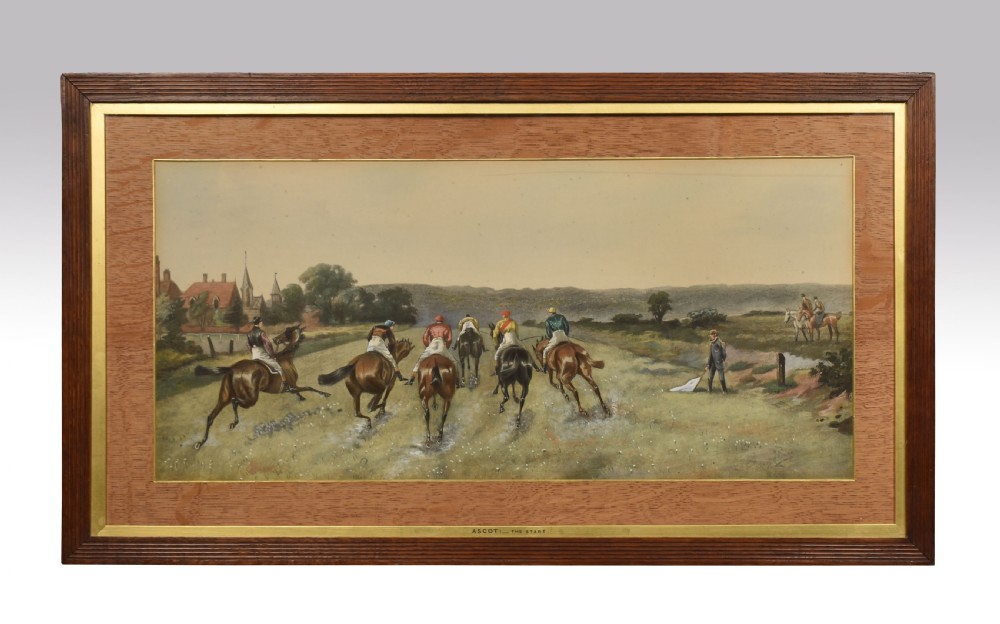 Set of four hand painted racing lithographs View X