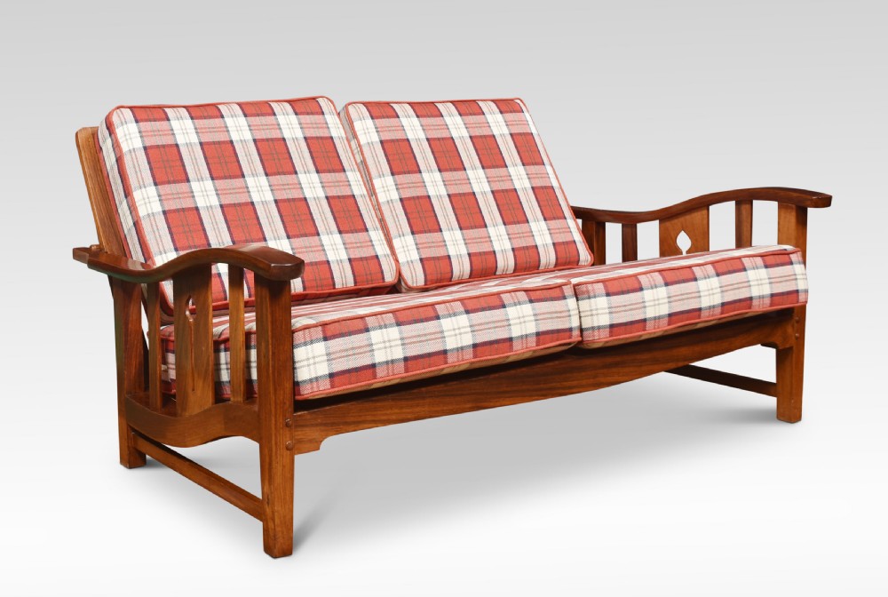 Walnut Arts and Crafts two seater settee