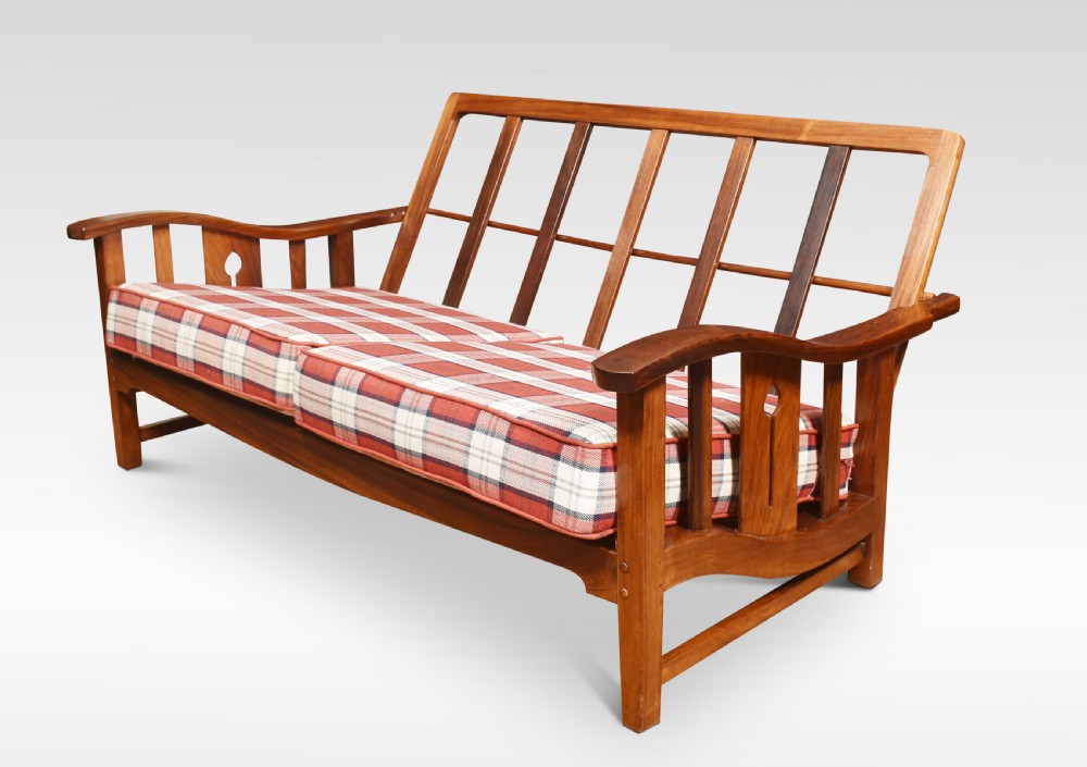 Walnut Arts and Crafts two seater settee View IV