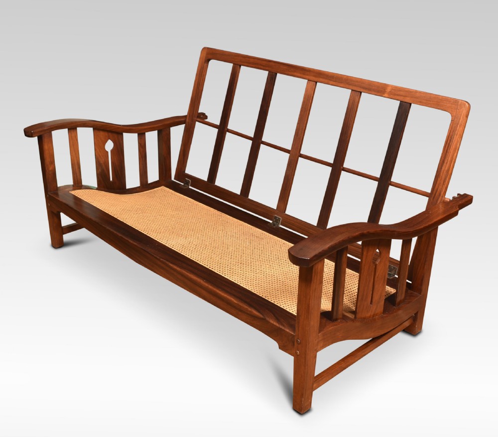 Walnut Arts and Crafts two seater settee View VI