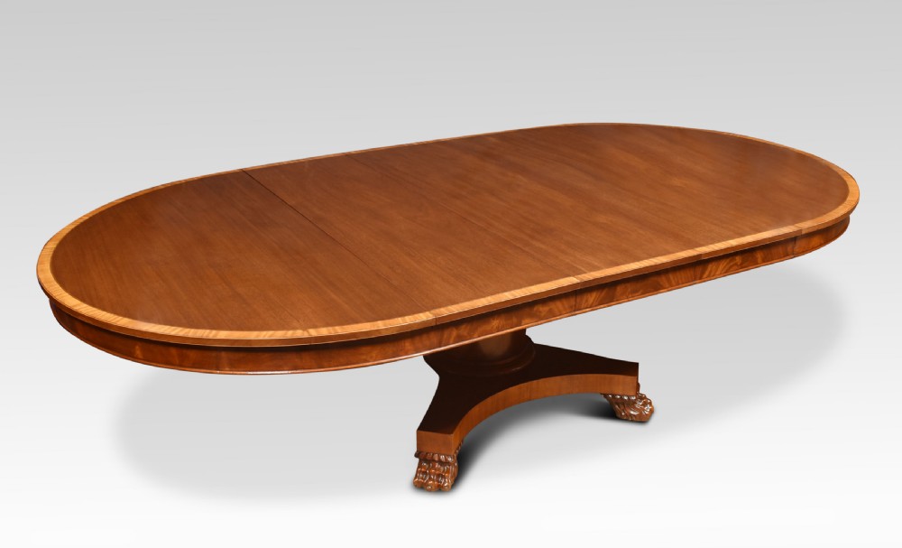 Mahogany inlaid pedistal extending dining table
