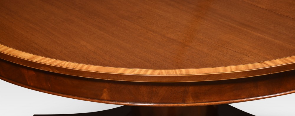 Mahogany inlaid pedistal extending dining table View VI