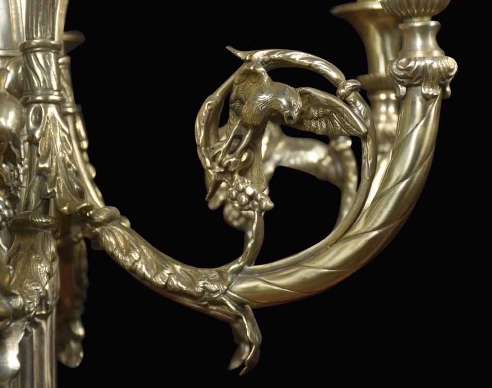 French Brass Six Branch Chandelier View IV