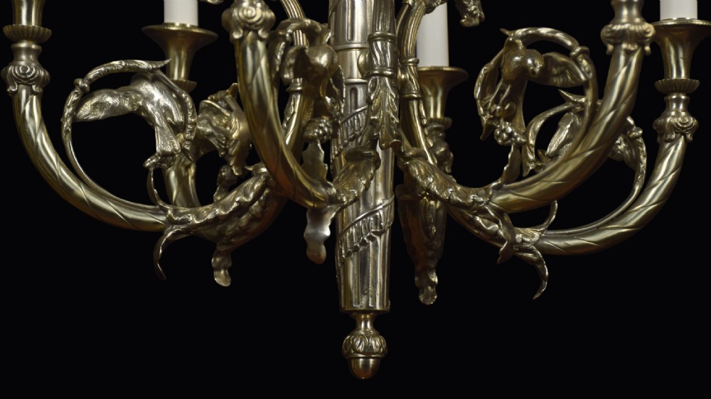 French Brass Six Branch Chandelier View VI