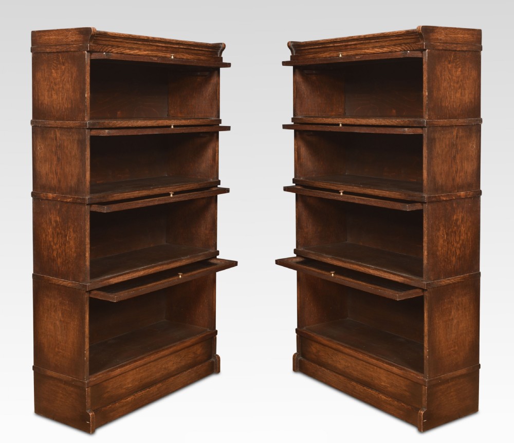 Pair of oak four sectional bookcases View II