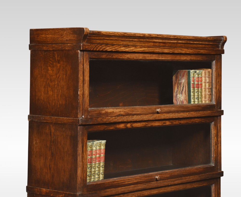 Pair of oak four sectional bookcases View III