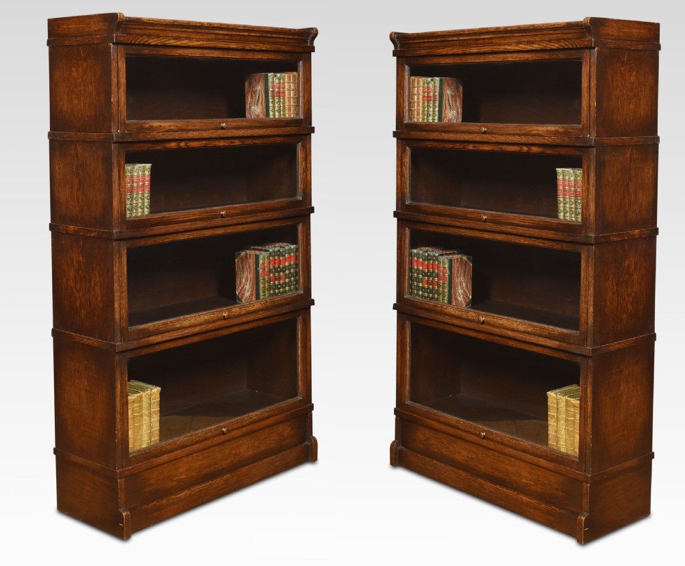 Pair of oak four sectional bookcases View IV