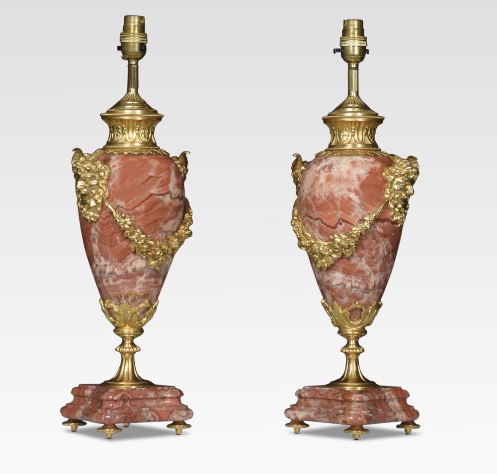 Pair Of Marble Vase Form Table Lamps