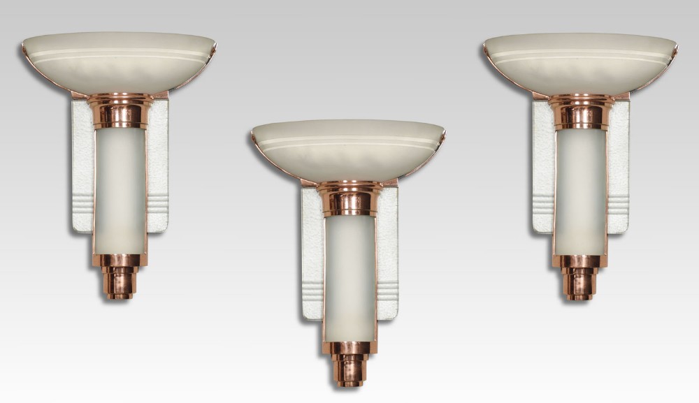 Set Of Three Art Deco Wall Lights