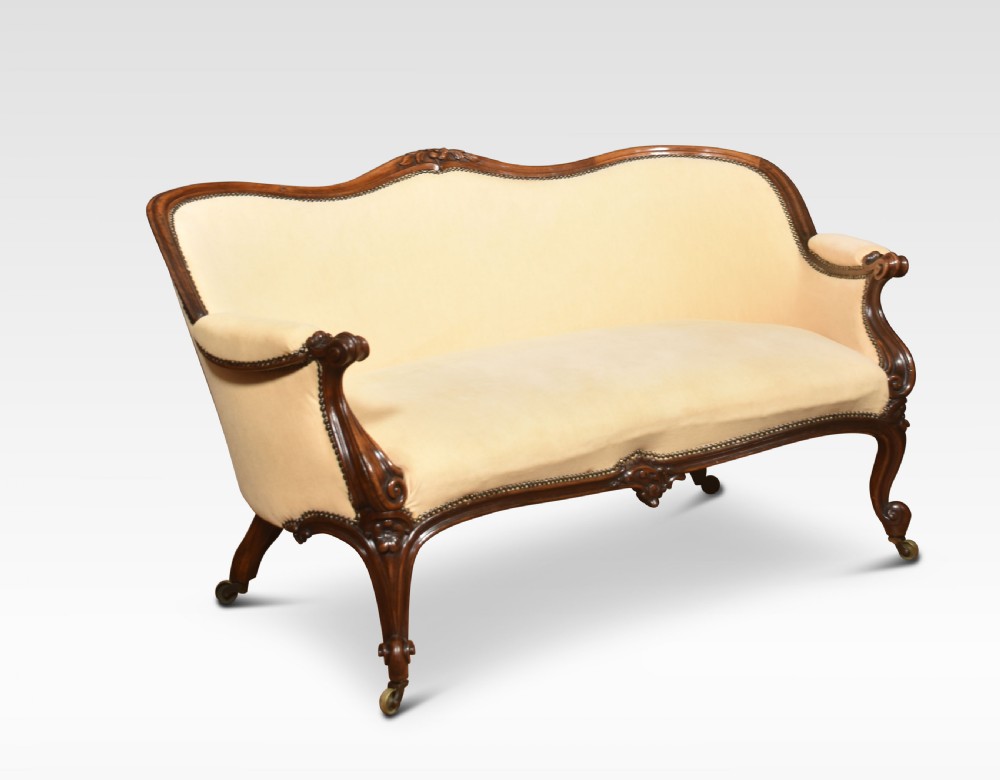 Walnut framed two-seater settee