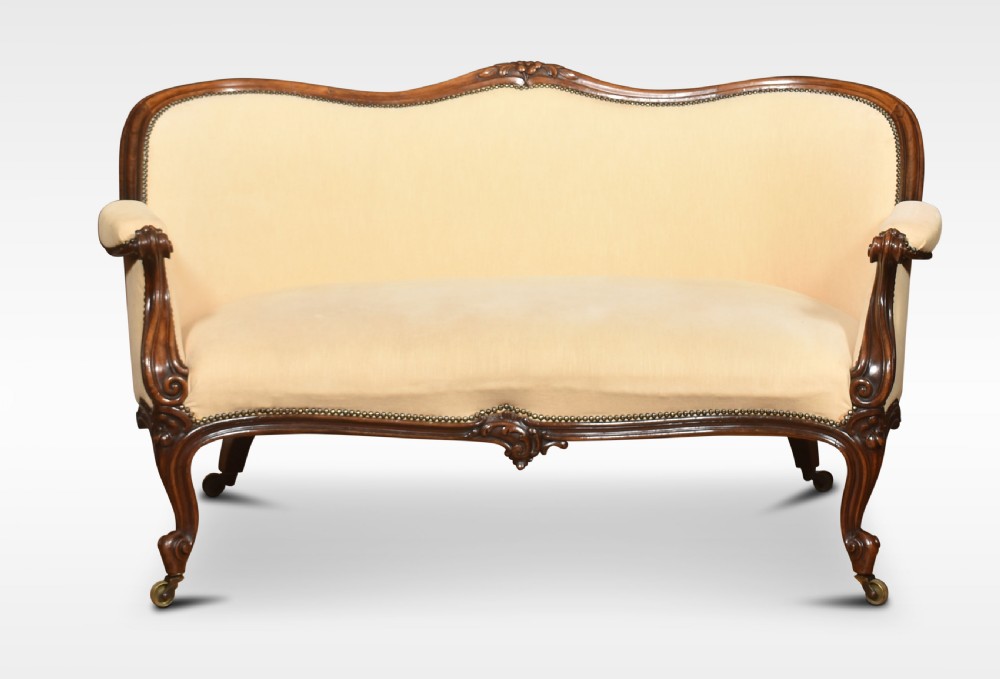Walnut framed two-seater settee View II