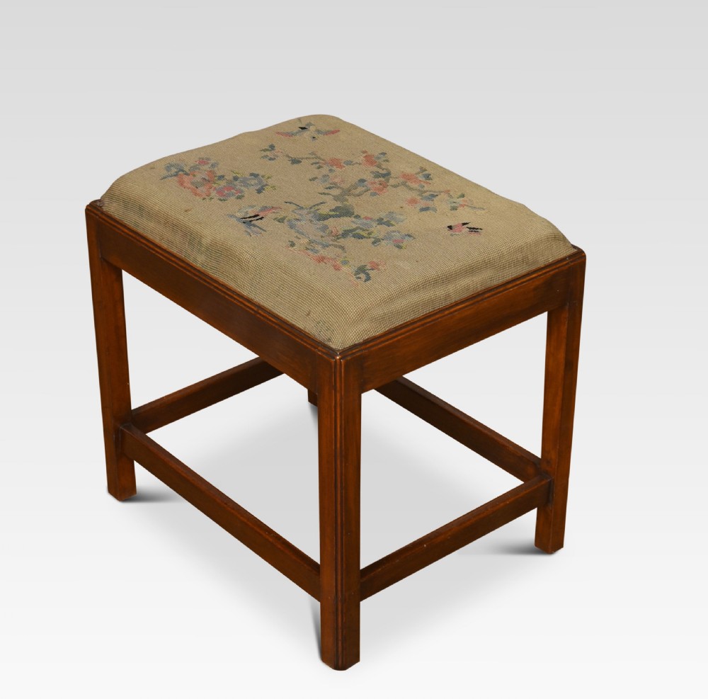 Mahogany needlepoint stool