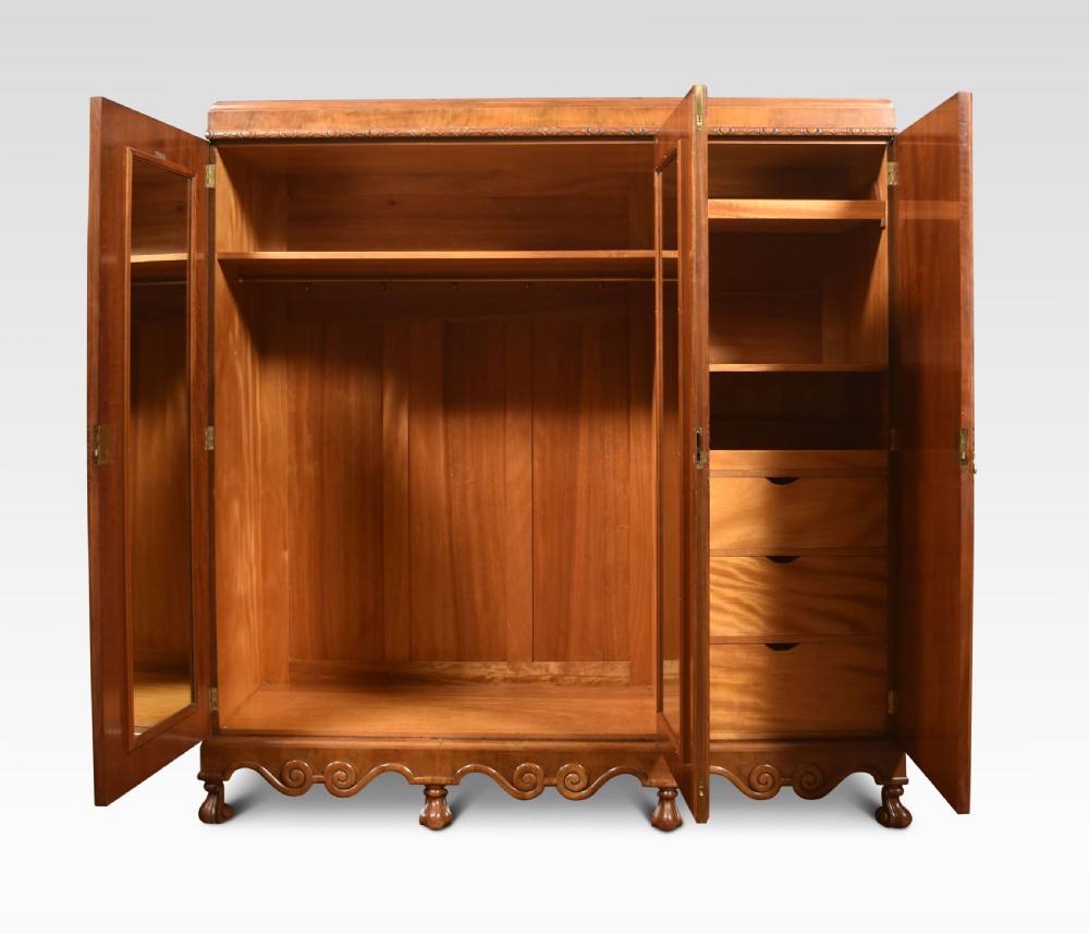 Walnut three door compactum wardrobe View III