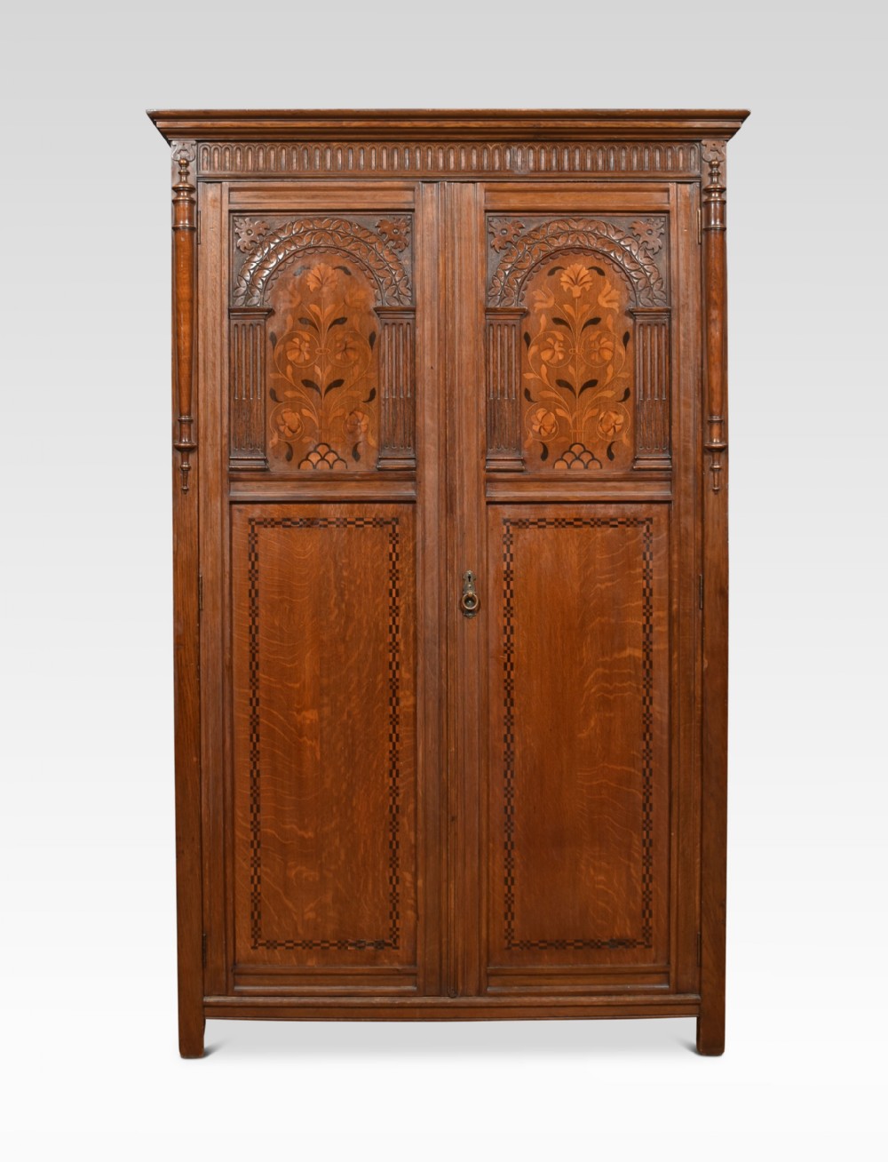 Carved oak hall robe