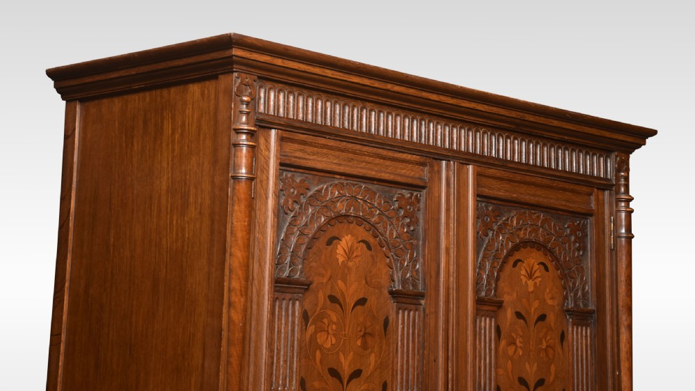 Carved oak hall robe View V