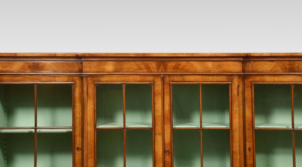 Walnut breakfront bookcase View II