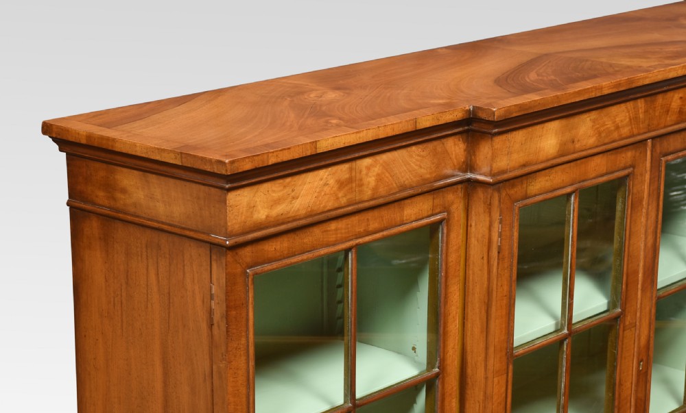 Walnut breakfront bookcase View IV