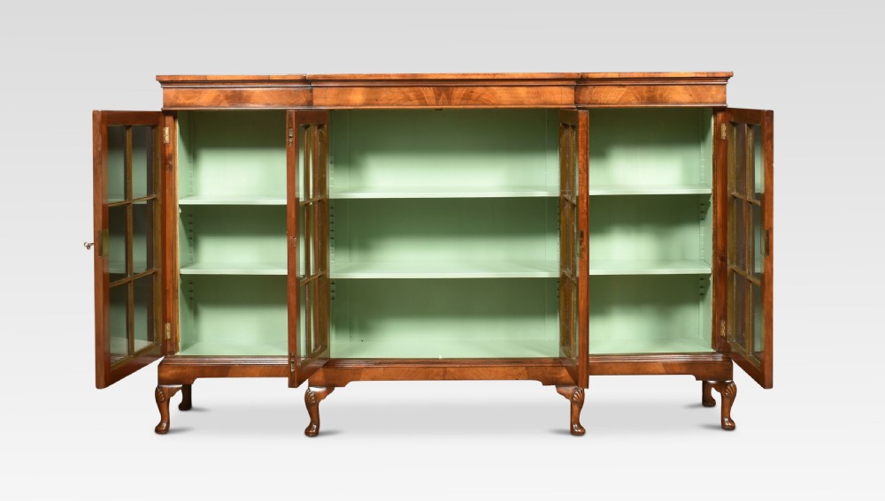 Walnut breakfront bookcase View V