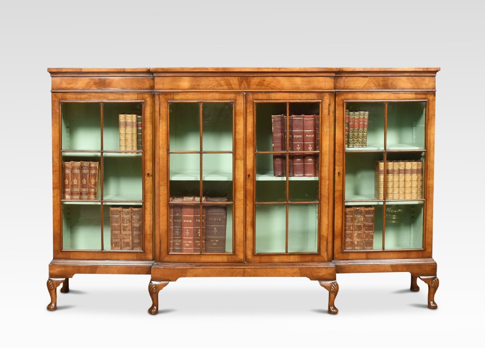 Walnut breakfront bookcase View VI
