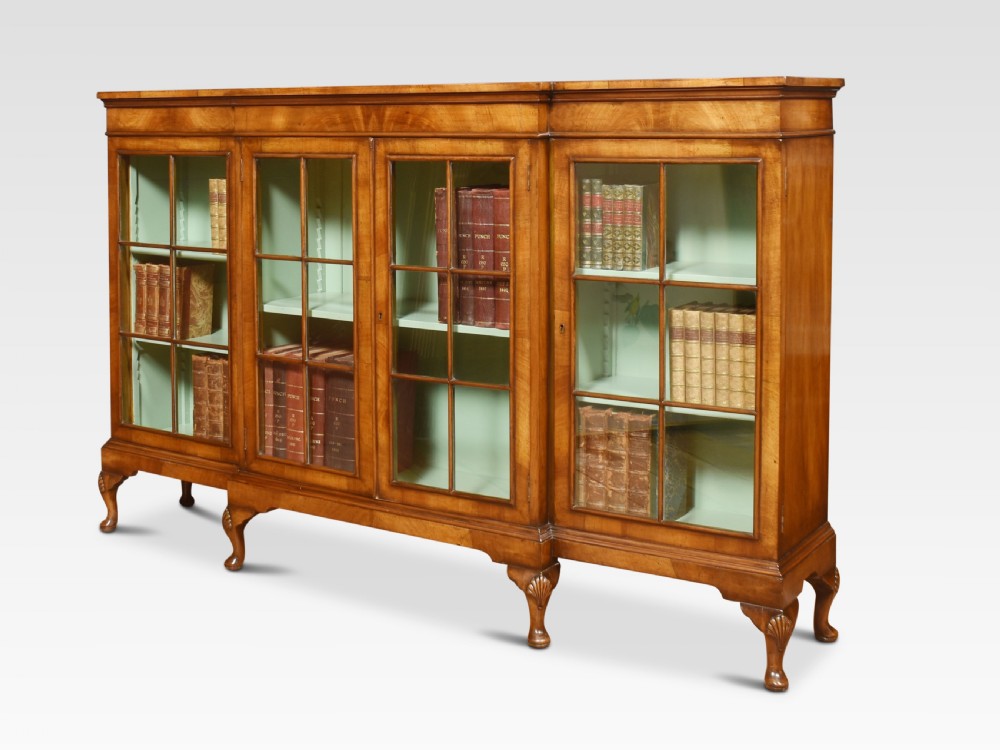 Walnut breakfront bookcase View IX