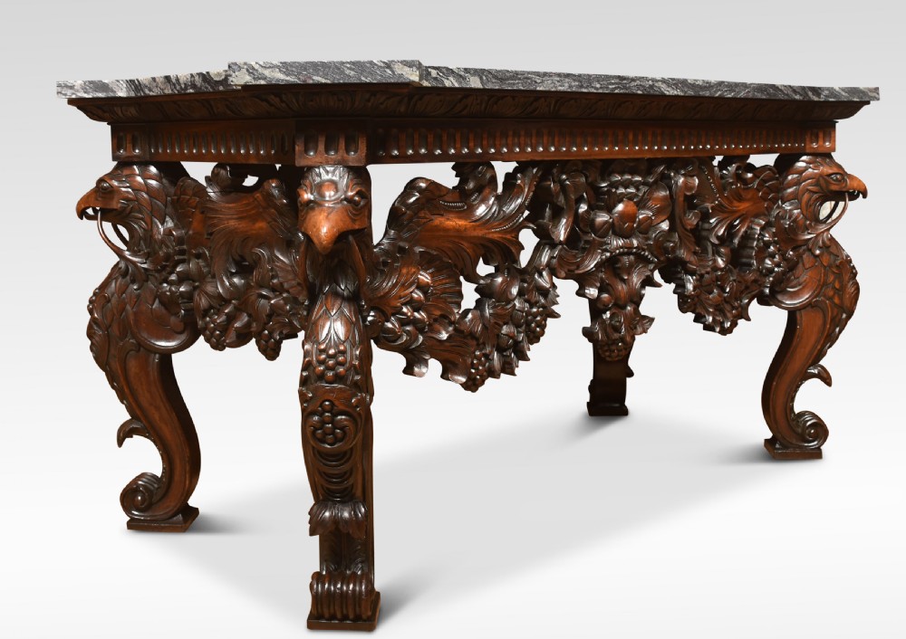 Carved Walnut console table View VI