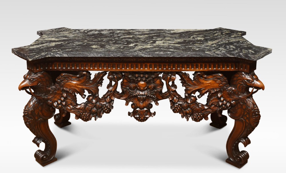 Carved Walnut console table View IX