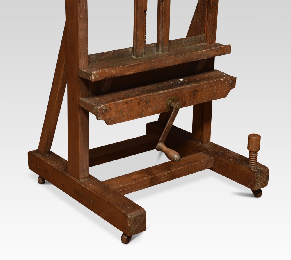 Oak artist’s adjustable studio easel View II