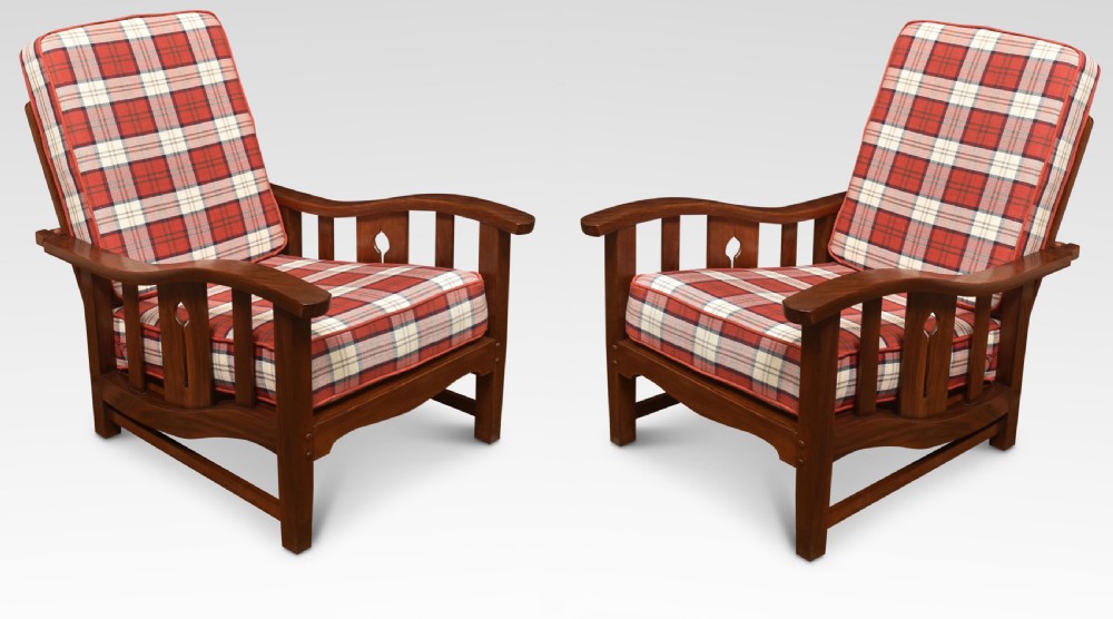 Pair of Walnut Arts and Crafts lounge chairs
