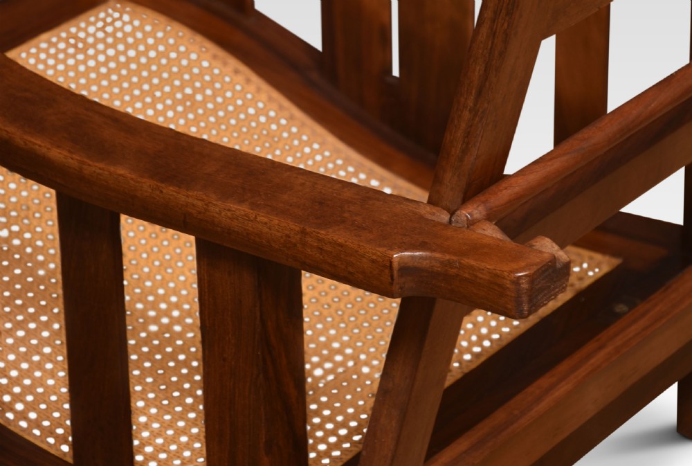 Pair of Walnut Arts and Crafts lounge chairs View VI