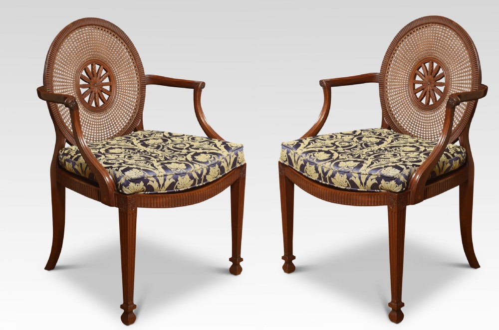 Pair of mahogany framed armchairs
