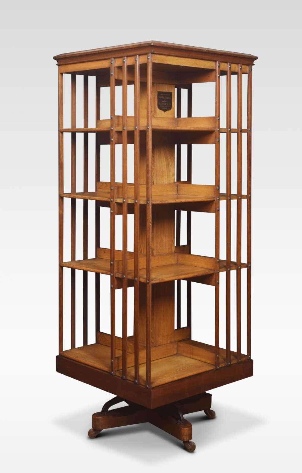 Walnut And Ash Four-tier Revolving Bookcase