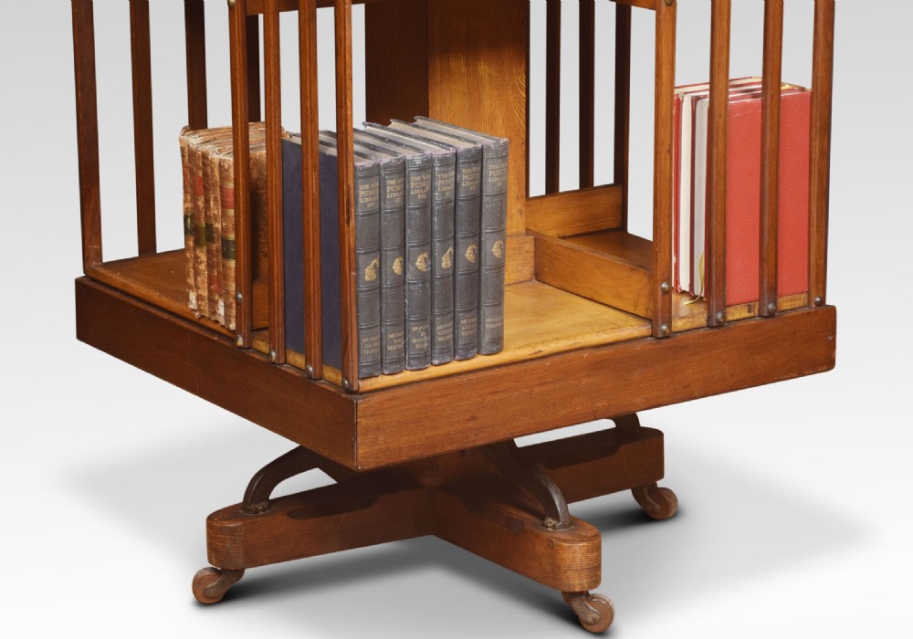 Walnut And Ash Four-tier Revolving Bookcase View III