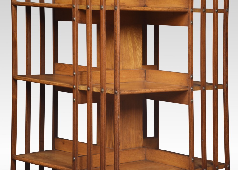 Walnut And Ash Four-tier Revolving Bookcase View V