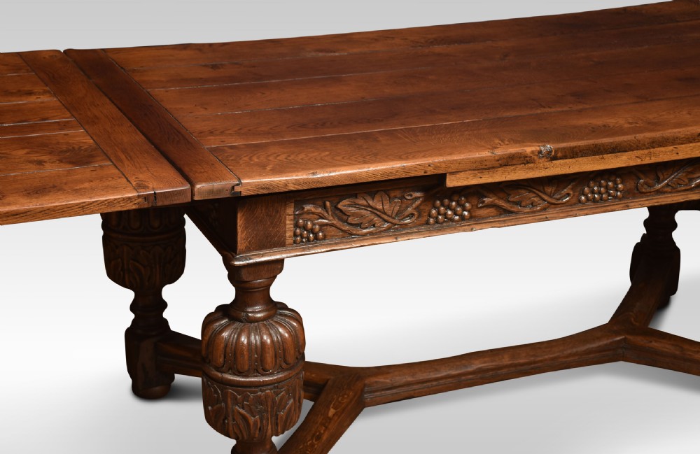 Oak draw-leaf refectory table View V