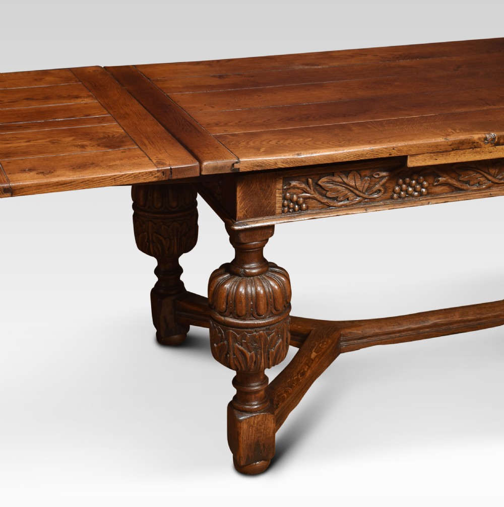 Oak draw-leaf refectory table View VI