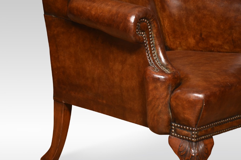 Georgian style leather wingback armchair View IV