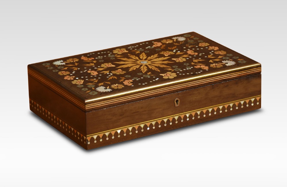 Brass inlaid jewellery box