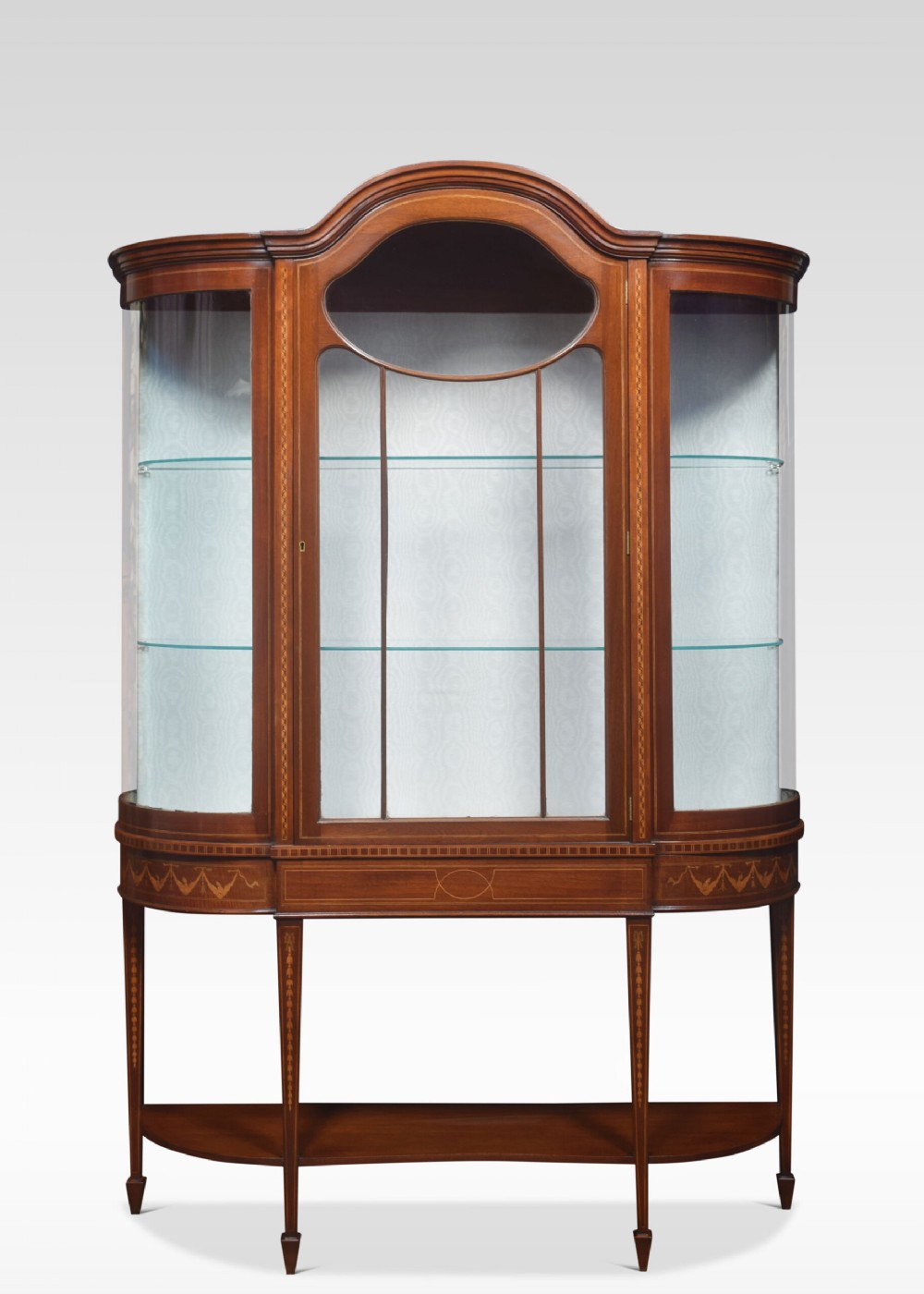 Mahogany Inlaid Bow Fronted Display Cabinet