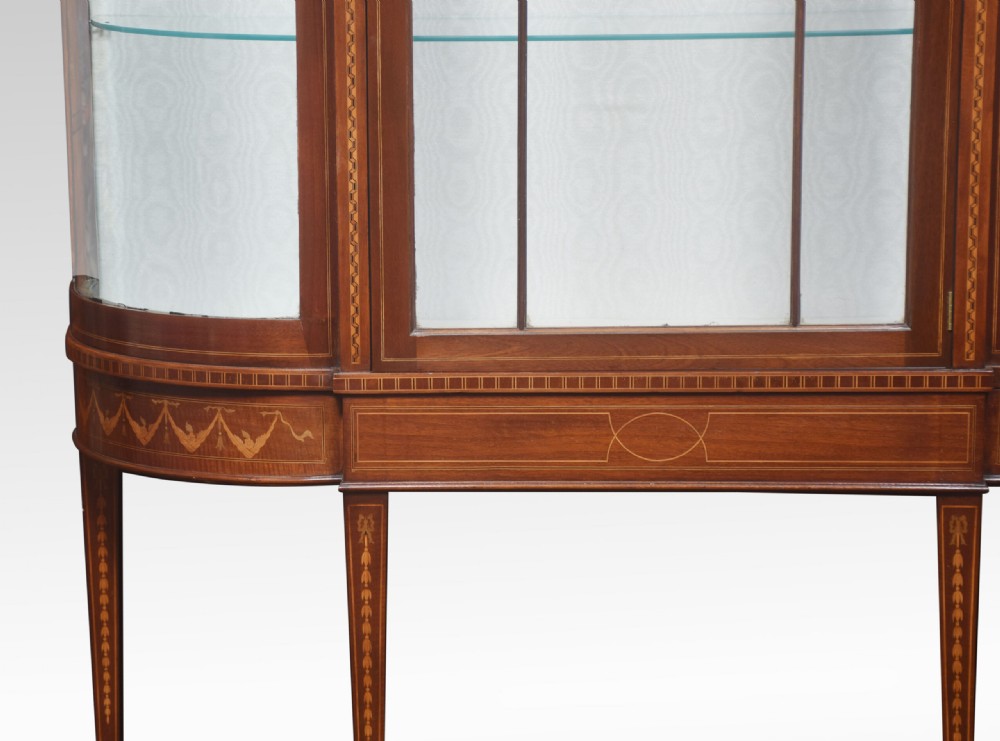 Mahogany Inlaid Bow Fronted Display Cabinet View II