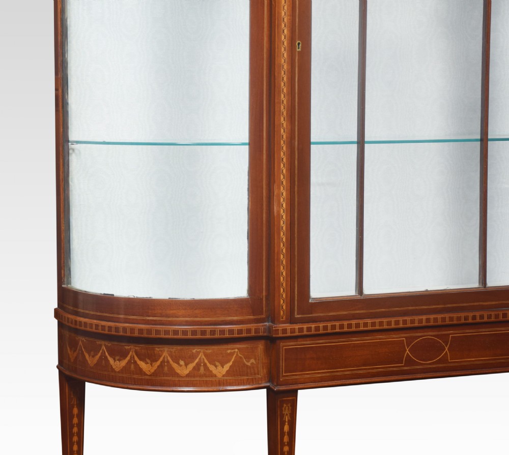 Mahogany Inlaid Bow Fronted Display Cabinet View VII